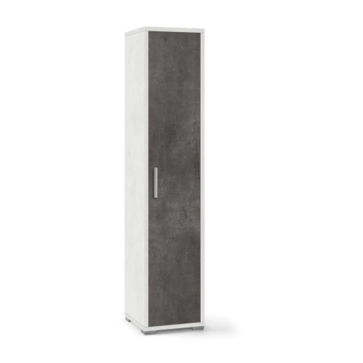 ARMADIO A COLONNA IN LEGNO CON 1 ANTA COMPOSTA DA 4 RIPIANI DIMENSIONI 182X39X41 CM, COLORE BIANCO E NERO