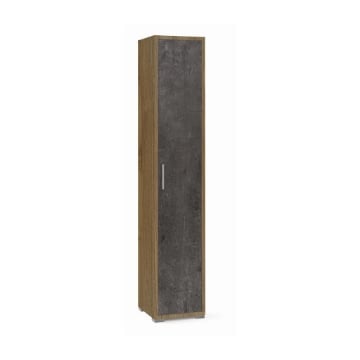ARMADIO A COLONNA IN LEGNO CON 1 ANTA COMPOSTA DA 4 RIPIANI DIMENSIONI 199X39X41 CM, COLORE NOCE E NERO