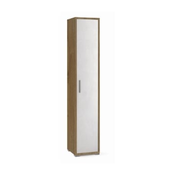 ARMADIO A COLONNA IN LEGNO CON 1 ANTA COMPOSTA DA 4 RIPIANI DIMENSIONI 199X39X41 CM, COLORE NOCE E BIANCO