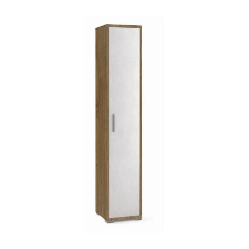 ARMADIO A COLONNA IN LEGNO CON 1 ANTA COMPOSTA DA 4 RIPIANI DIMENSIONI 199X39X41 CM, COLORE NOCE E BIANCO