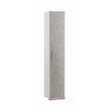 ARMADIO A COLONNA IN LEGNO CON 1 ANTA COMPOSTA DA 4 RIPIANI DIMENSIONI 199X39X41 CM, COLORE BIANCO E CEMENTO