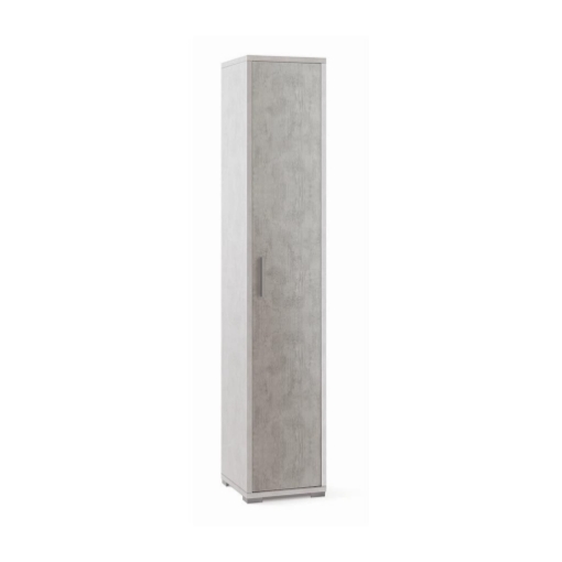 ARMADIO A COLONNA IN LEGNO CON 1 ANTA COMPOSTA DA 4 RIPIANI DIMENSIONI 199X39X41 CM, COLORE BIANCO E CEMENTO