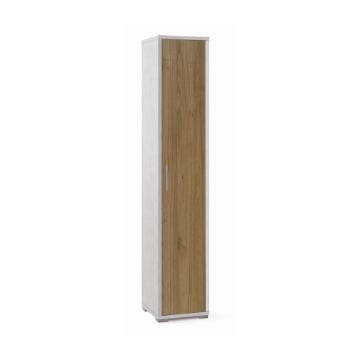 ARMADIO A COLONNA IN LEGNO CON 1 ANTA COMPOSTA DA 4 RIPIANI DIMENSIONI 199X39X41 CM, COLORE BIANCO E NOCE