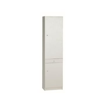 ARMADIO A COLONNA IN LEGNO BIANCO CON 2 ANTE, 1 CASSETTO DIMENSIONI 183X46X34 CM