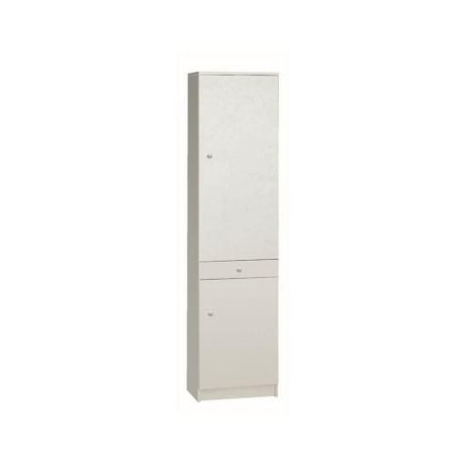 ARMADIO A COLONNA IN LEGNO BIANCO CON 2 ANTE, 1 CASSETTO DIMENSIONI 183X46X34 CM