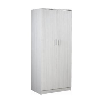 ARMADIO DA ARREDO IN LEGNO VENATO CON 2 ANTE COMPOSTO DA BARRA PORTABITI, 1 RIPIANO FISSO E 1 REGOLABILE 182X77X52, COLORE EUCALIPTO
