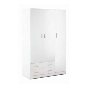 ARMADIO DA ARREDO IN LEGNO CON 3 ANTE 2 CASSETTI DIMENSIONI 182X115X52 CM, COLORE BIANCO