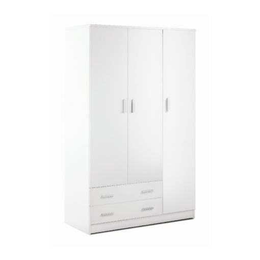 ARMADIO DA ARREDO IN LEGNO CON 3 ANTE 2 CASSETTI DIMENSIONI 182X115X52 CM, COLORE BIANCO