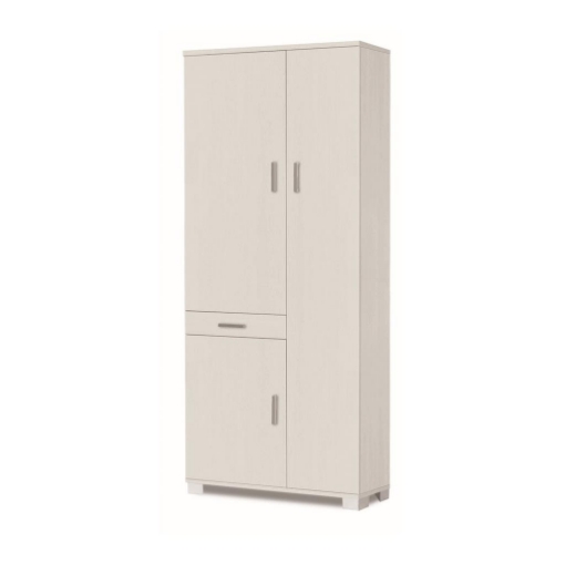 ARMADIO DA ARREDO CON PIEDINI IN LEGNO CON 3 ANTE 1 CASSETTO 178X77X34 CM, COLORE BIANCO