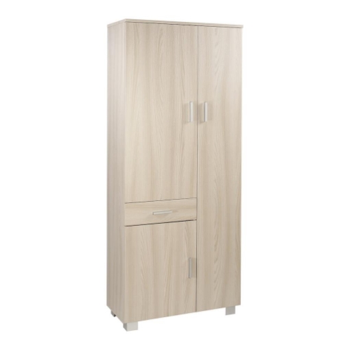 ARMADIO DA ARREDO CON PIEDINI IN LEGNO CON 3 ANTE 1 CASSETTO 178X77X34 CM, COLORE OLMO CHIARO
