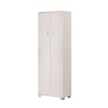 ARMADIO DA ARREDO CON PIEDINI IN LEGNO BIANCO CON 2 ANTE COMPOSTO 3 RIPIANI REGOLABILI, 1 FISSO 178X62X34 CM