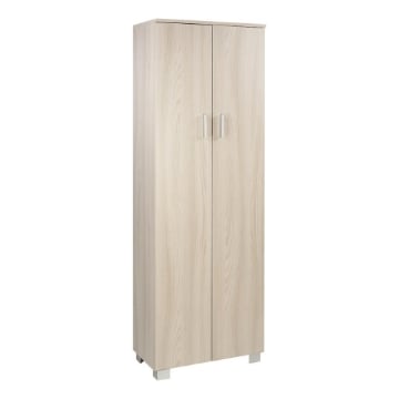 ARMADIO DA ARREDO CON PIEDINI IN LEGNO VENATO CON 2 ANTE COMPOSTO 3 RIPIANI REGOLABILI, 1 FISSO 178X62X34 CM, COLORE EUCALIPTO