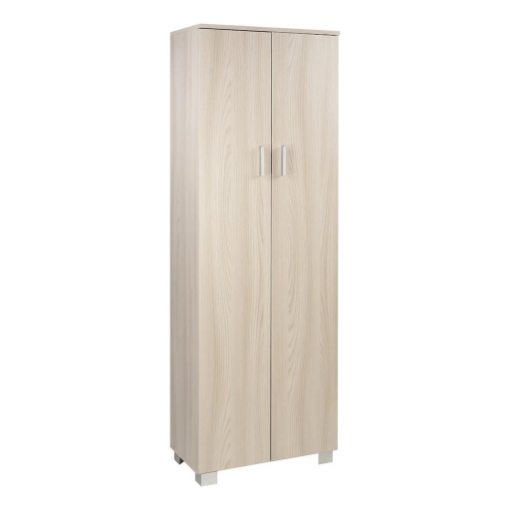 ARMADIO DA ARREDO CON PIEDINI IN LEGNO VENATO CON 2 ANTE COMPOSTO 3 RIPIANI REGOLABILI, 1 FISSO 178X62X34 CM, COLORE EUCALIPTO
