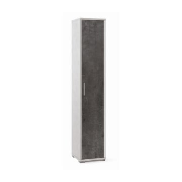 ARMADIO A COLONNA IN LEGNO CON 1 ANTA COMPOSTA DA 4 RIPIANI DIMENSIONI 199X39X41 CM, COLORE BIANCO E NERO
