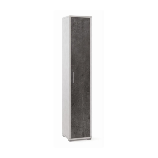 ARMADIO A COLONNA IN LEGNO CON 1 ANTA COMPOSTA DA 4 RIPIANI DIMENSIONI 199X39X41 CM, COLORE BIANCO E NERO