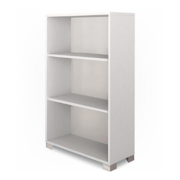 SCAFFALE LIBRERIA IN LEGNO VENATO BIANCO A GIORNO CON 2 RIPIANI DIMENSIONI 118X70X29 CM