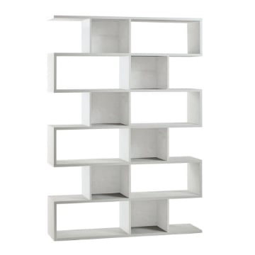 SCAFFALE A LIBRERIA DI DESIGN MODULARE IN LEGNO BIANCO A 6 PIANI DIMENSIONI 215X150X38 CM, COLORE BIANCO