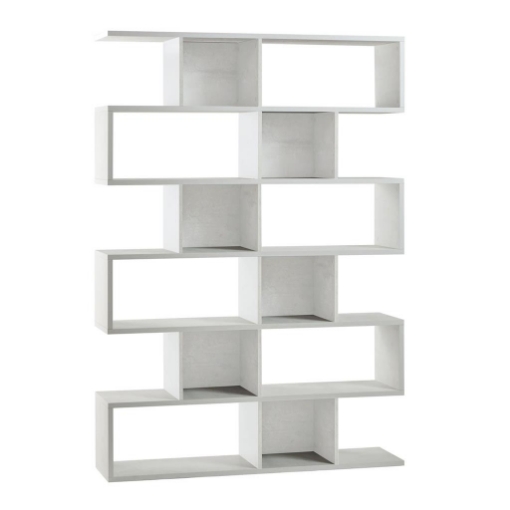 SCAFFALE A LIBRERIA DI DESIGN MODULARE IN LEGNO BIANCO A 6 PIANI DIMENSIONI 215X150X38 CM, COLORE BIANCO