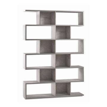 SCAFFALE A LIBRERIA DI DESIGN MODULARE IN LEGNO A 6 PIANI DIMENSIONI 215X150X38 CM, COLORE CEMENTO