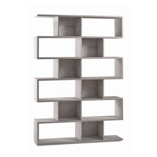 SCAFFALE A LIBRERIA DI DESIGN MODULARE IN LEGNO A 6 PIANI DIMENSIONI 215X150X38 CM, COLORE CEMENTO