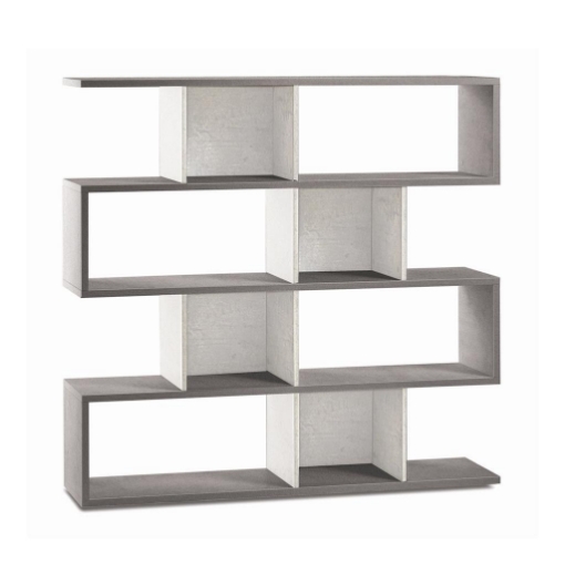 SCAFFALE A LIBRERIA DI DESIGN MODULARE IN LEGNO BICOLORE DIMENSIONI 144X150X38 CM, COLORE CEMENTO E BIANCO