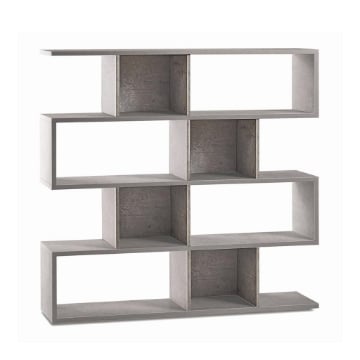 SCAFFALE A LIBRERIA DI DESIGN MODULARE IN LEGNO DIMENSIONI 144X150X38 CM, COLORE CEMENTO