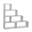 SCAFFALE A LIBRERIA DI DESIGN A SCALA L IN LEGNO DIMENSIONI 144X150X38 CM, COLORE BIANCO