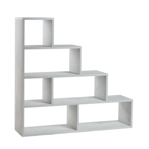 SCAFFALE A LIBRERIA DI DESIGN A SCALA L IN LEGNO DIMENSIONI 144X150X38 CM, COLORE BIANCO