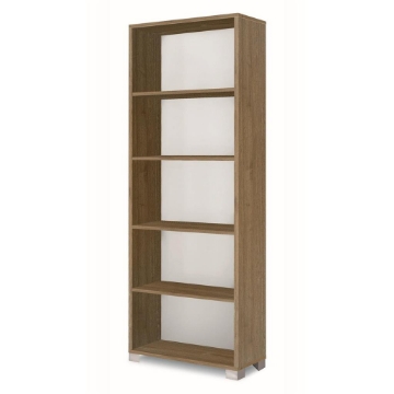SCAFFALE LIBRERIA IN LEGNO VENATO A GIORNO CON 4 RIPIANI DIMENSIONI 190X70X29 CM, COLORE NOCE