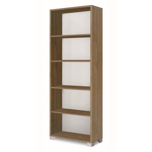 SCAFFALE LIBRERIA IN LEGNO VENATO A GIORNO CON 4 RIPIANI DIMENSIONI 190X70X29 CM, COLORE NOCE