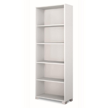 SCAFFALE LIBRERIA IN LEGNO VENATO BIANCO A GIORNO CON 4 RIPIANI DIMENSIONI 190X70X29 CM