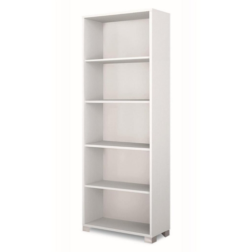 SCAFFALE LIBRERIA IN LEGNO VENATO BIANCO A GIORNO CON 4 RIPIANI DIMENSIONI 190X70X29 CM