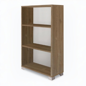 SCAFFALE LIBRERIA IN LEGNO VENATO A GIORNO CON 2 RIPIANI DIMENSIONI 118X70X29 CM, COLORE NOCE