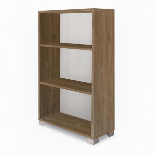 SCAFFALE LIBRERIA IN LEGNO VENATO A GIORNO CON 2 RIPIANI DIMENSIONI 118X70X29 CM, COLORE NOCE