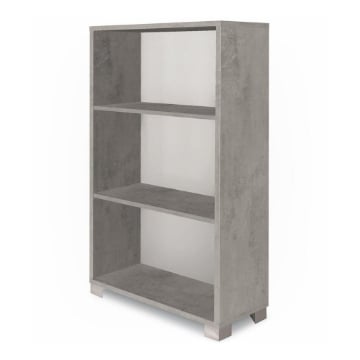 SCAFFALE LIBRERIA IN LEGNO A GIORNO CON 2 RIPIANI DIMENSIONI 118X70X29 CM, COLORE CEMENTO