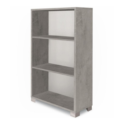 SCAFFALE LIBRERIA IN LEGNO A GIORNO CON 2 RIPIANI DIMENSIONI 118X70X29 CM, COLORE CEMENTO