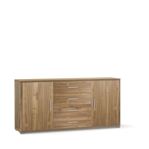 MOBILE DA ARREDO IN LEGNO CON 2 ANTE, 4 CASSETTI DIMENSIONI 84X174X41 CM , COLORE NOCE