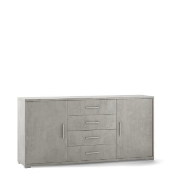MOBILE DA ARREDO IN LEGNO CON 2 ANTE, 4 CASSETTI DIMENSIONI 84X174X41 CM , COLORE  CEMENTO