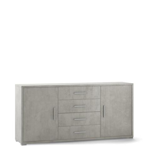 MOBILE DA ARREDO IN LEGNO CON 2 ANTE, 4 CASSETTI DIMENSIONI 84X174X41 CM , COLORE  CEMENTO