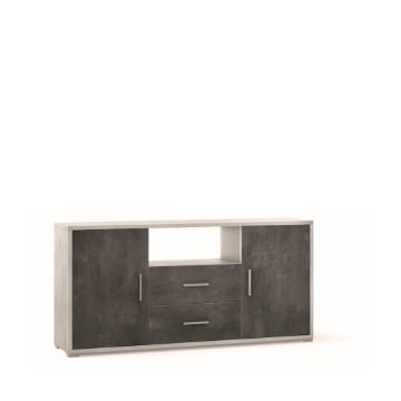 MOBILE DA ARREDO IN LEGNO CON 2 ANTE, 2  CASSETTI DIMENSIONI 84X174X41 CM , COLORE  OSSIDO BIANCO E OSSIDO NERO