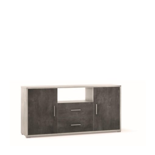 MOBILE DA ARREDO IN LEGNO CON 2 ANTE, 2  CASSETTI DIMENSIONI 84X174X41 CM , COLORE  OSSIDO BIANCO E OSSIDO NERO