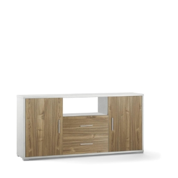 MOBILE DA ARREDO IN LEGNO CON 2 ANTE, 2  CASSETTI DIMENSIONI 84X174X41 CM , COLORE  OSSIDO BIANCO E NOCE