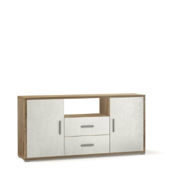 MOBILE DA ARREDO IN LEGNO CON 2 ANTE, 2  CASSETTI DIMENSIONI 84X174X41 CM , COLORE NOCE E OSSIDO BIANCO