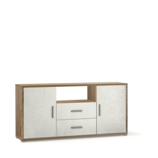 MOBILE DA ARREDO IN LEGNO CON 2 ANTE, 2  CASSETTI DIMENSIONI 84X174X41 CM , COLORE NOCE E OSSIDO BIANCO