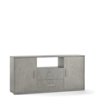 MOBILE DA ARREDO IN LEGNO CON 2 ANTE, 2  CASSETTI DIMENSIONI 84X174X41 CM , COLORE CEMENTO