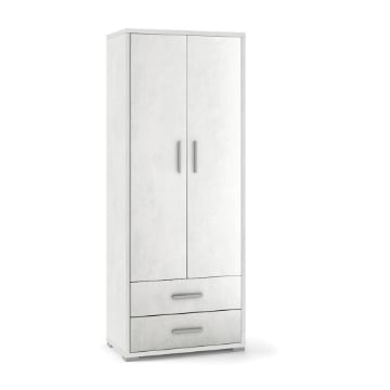 ARMADIO DA ARREDO IN LEGNO CON 2 ANTE E 2  CASSETTI DIMENSIONI 182X71X41 CM, COLORE OSSIDO BIANCO