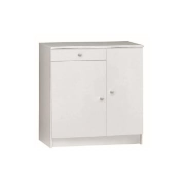 MOBILE SALVASPAZIO IN LEGNO CON 2 ANTE E 1 CASSETTO DIMENSIONI 80X77X34, COLORE BIANCO