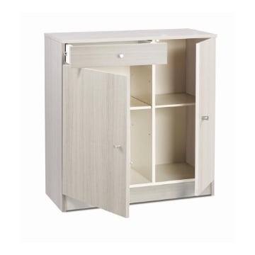 MOBILE SALVASPAZIO IN LEGNO CON 2 ANTE E 1 CASSETTO DIMENSIONI 80X77X34, COLORE EUCALIPTO