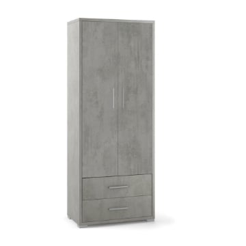 ARMADIO DA ARREDO IN LEGNO CON 2 ANTE E 2  CASSETTI DIMENSIONI 182X71X41 CM, COLORE CEMENTO