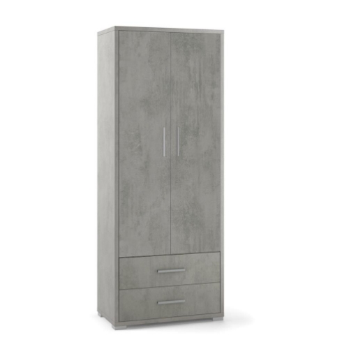 ARMADIO DA ARREDO IN LEGNO CON 2 ANTE E 2  CASSETTI DIMENSIONI 182X71X41 CM, COLORE CEMENTO